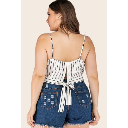 Striped Tie-Back Cropped Cami